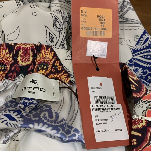 NWT Etro Patchwork printed silk wide-leg Italian made trousers Sz 42 - Picture 15 of 16